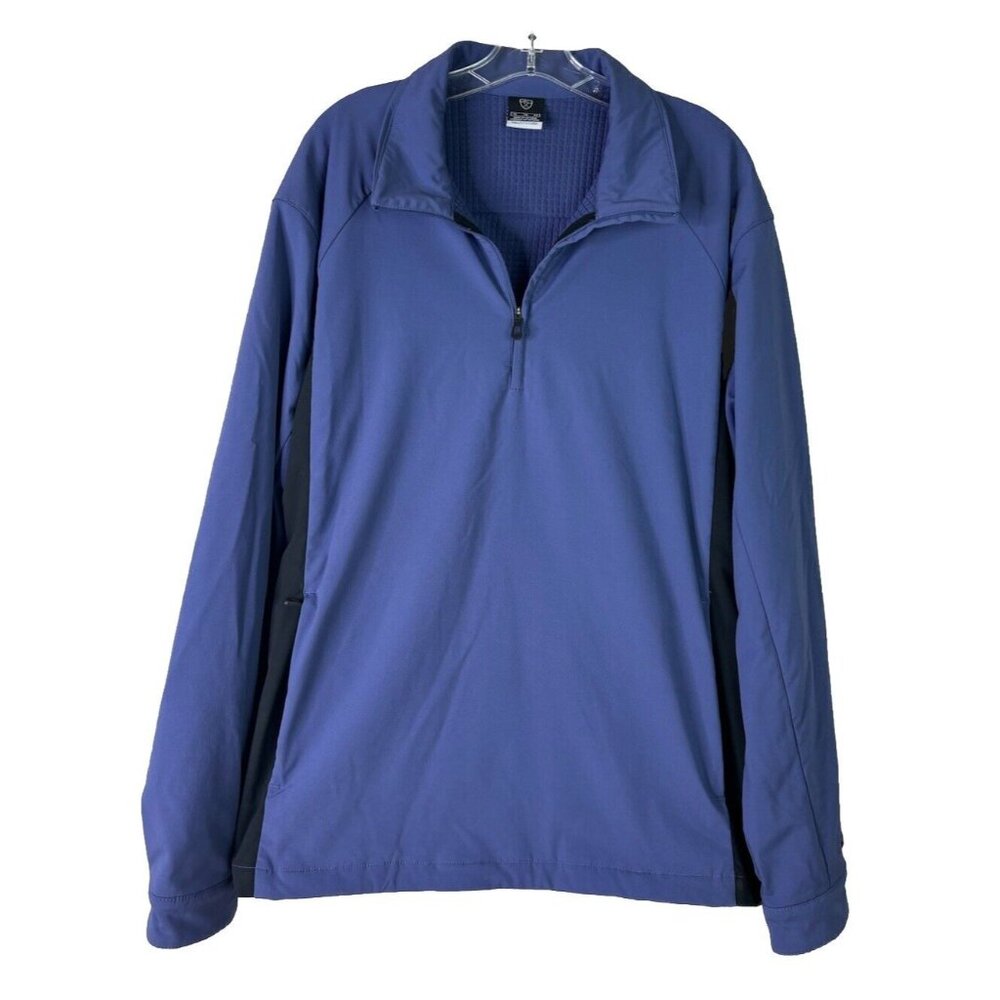 Nike Golf Men XL Fit storm Blue Pullover Waffle Lined 1/4 Zip Blue Jacket EUC
